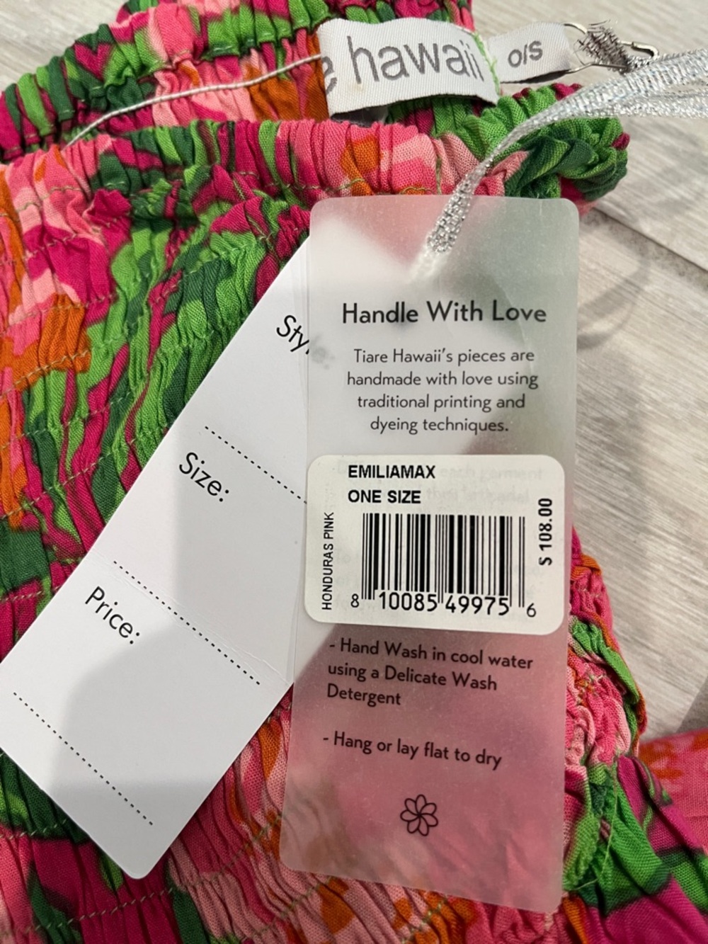 Tropical Floral Strapless Maxi Dress in Pink & Green-Tiare Hawaii-NWT - Picture 9 of 11